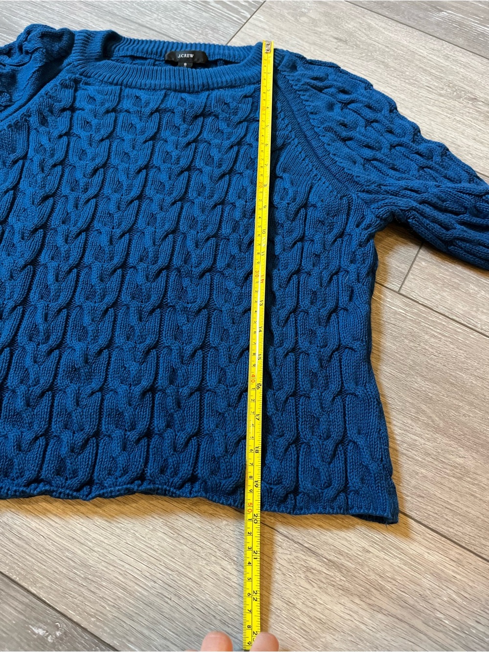 J. Crew Cable Knit Royal Blue Slight Crop Sweater Size Small - Picture 6 of 8